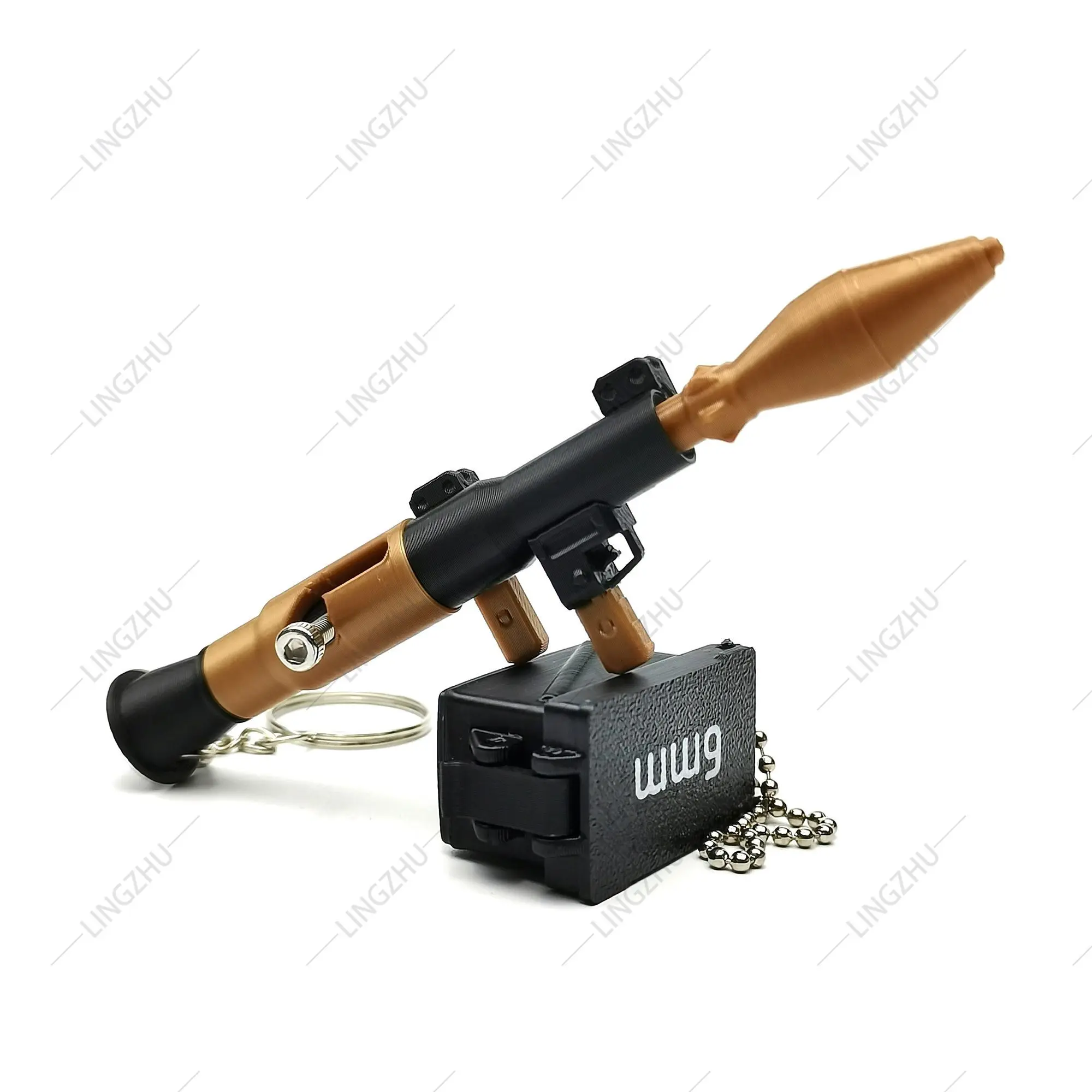 3D Printed RPG-7 Style Mini Launcher Keychain, Fingertip Spring Launch Toy - Viral Dark Zone Inspired Backpack Pendant