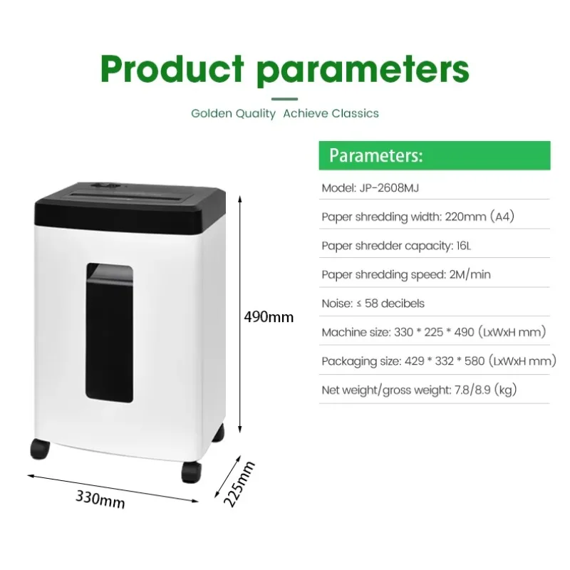 Small 8-Sheet Capacity Micro Cut Paper Shredder Machine White 16L Waste Bin for Home Office Use