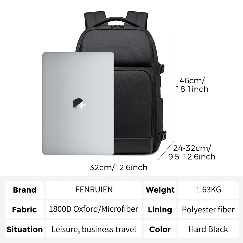 Zaino da uomo multistrato ENRUIEN per viaggi d'affari, tendenza aziendale, stile casual per le vacanze all'aperto, zaino per laptop da 16 pollici