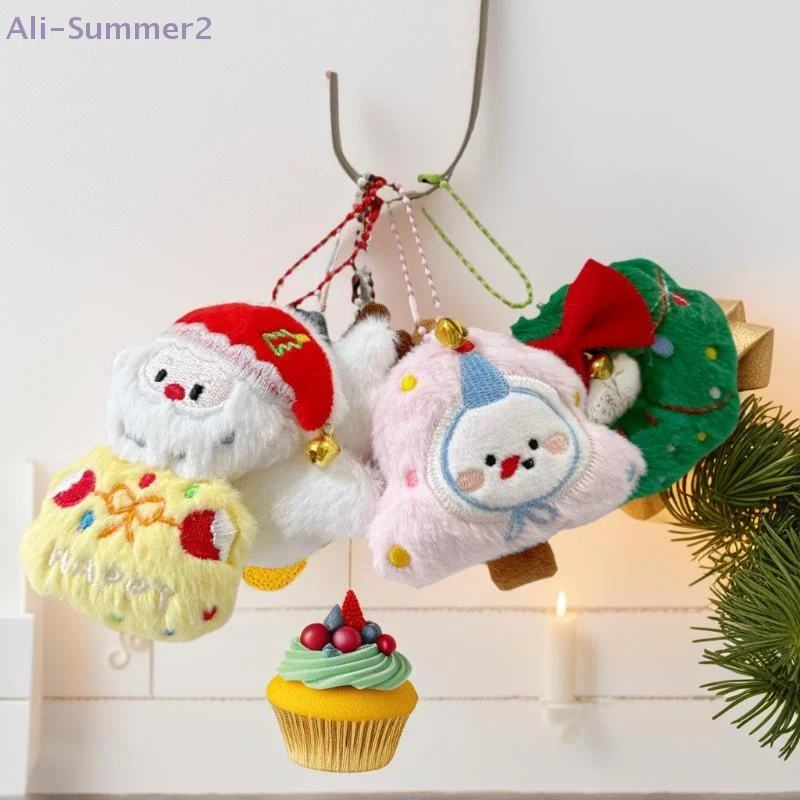 Kawaii Cartoon Plush Santa Claus Christmas Tree Keychain Lovely Christmas Stuffed Doll Toys Backpack Pendant Accessories Gifts