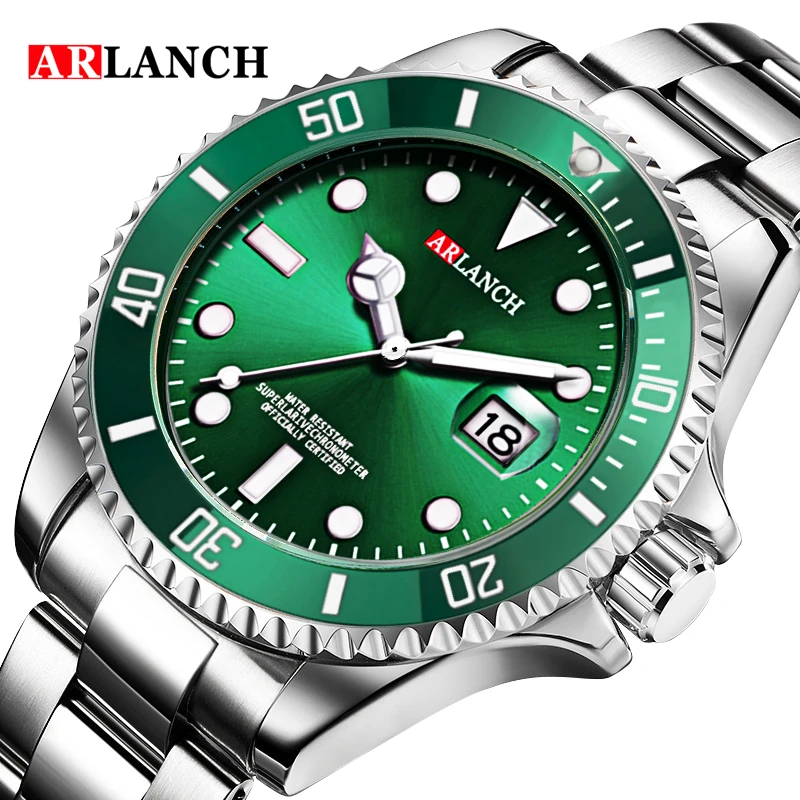 ARLANCH Business-Edelstahluhr, 40 mm, klassisch, rot, blau, Kreis, Tauchserie, Lupe, Kalender, Quarzuhren, montre homme 6