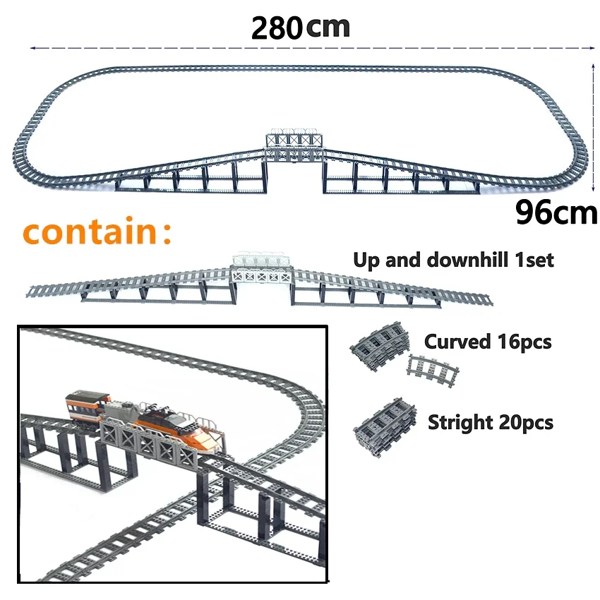 NEW City Trains Flexible Tracks Soft Straight Curved Rails Switch Building Block Railways Models Creative Toys For Kids Gifts