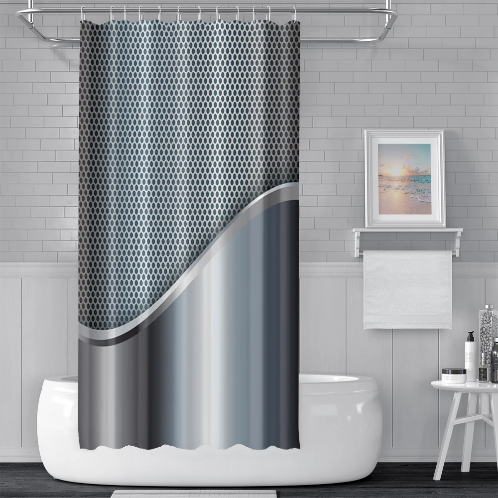 Modern Simulation Shower Curtain Simple 3D Printed Waterproof Bath Curtains with Hooks for Bathtub Cloth Decoration Home Decor