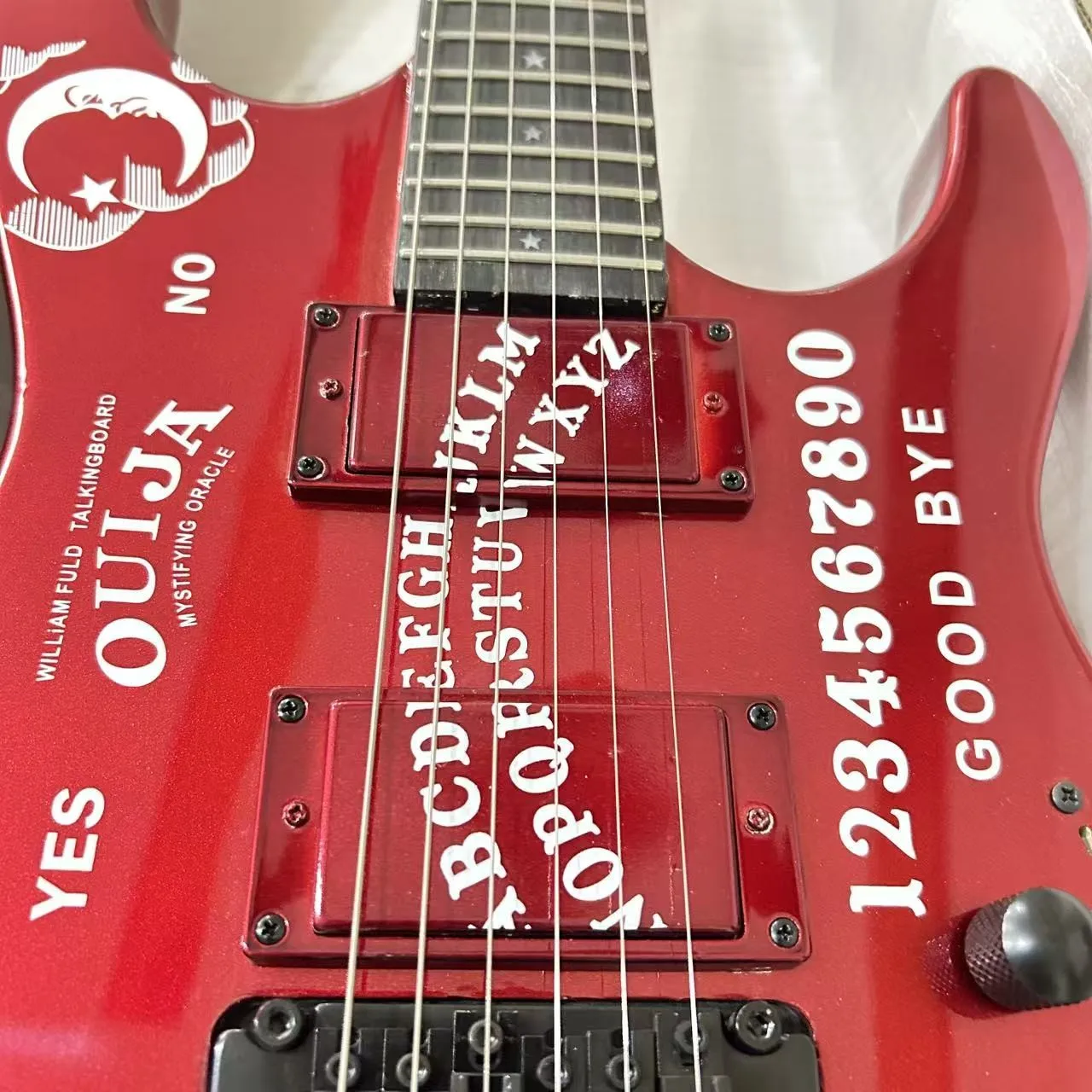 2026 Performance Custom Kirk Hammett Ouija Red Sparkle Guitar Floyd Rose Tremolo 6String Guitar