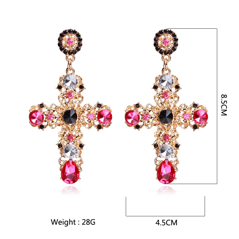 Vintage Large Hollow Metal Cross Earrings For Women Textured Timeless Accessories Fashion Jewelry New Classic Style Gift 2023447