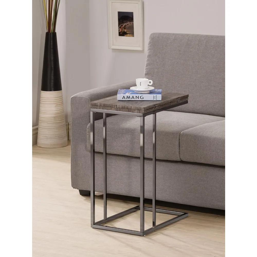 

Expandable Snack Side End Table with Weathered Grey Finish