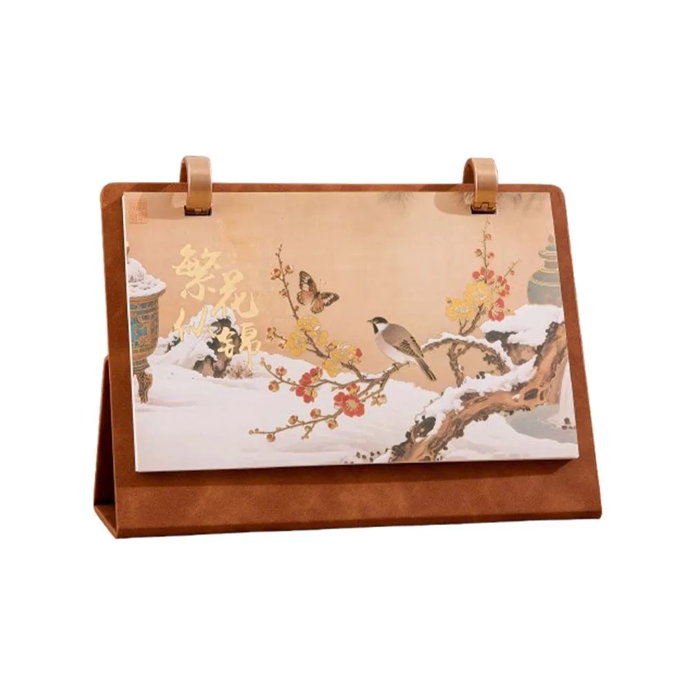 

Leather Coil Horse Year Desk Calendar Flip Design Standing 2026 Desktop Calendar Retro Memo Pad Calendar Desktop Display