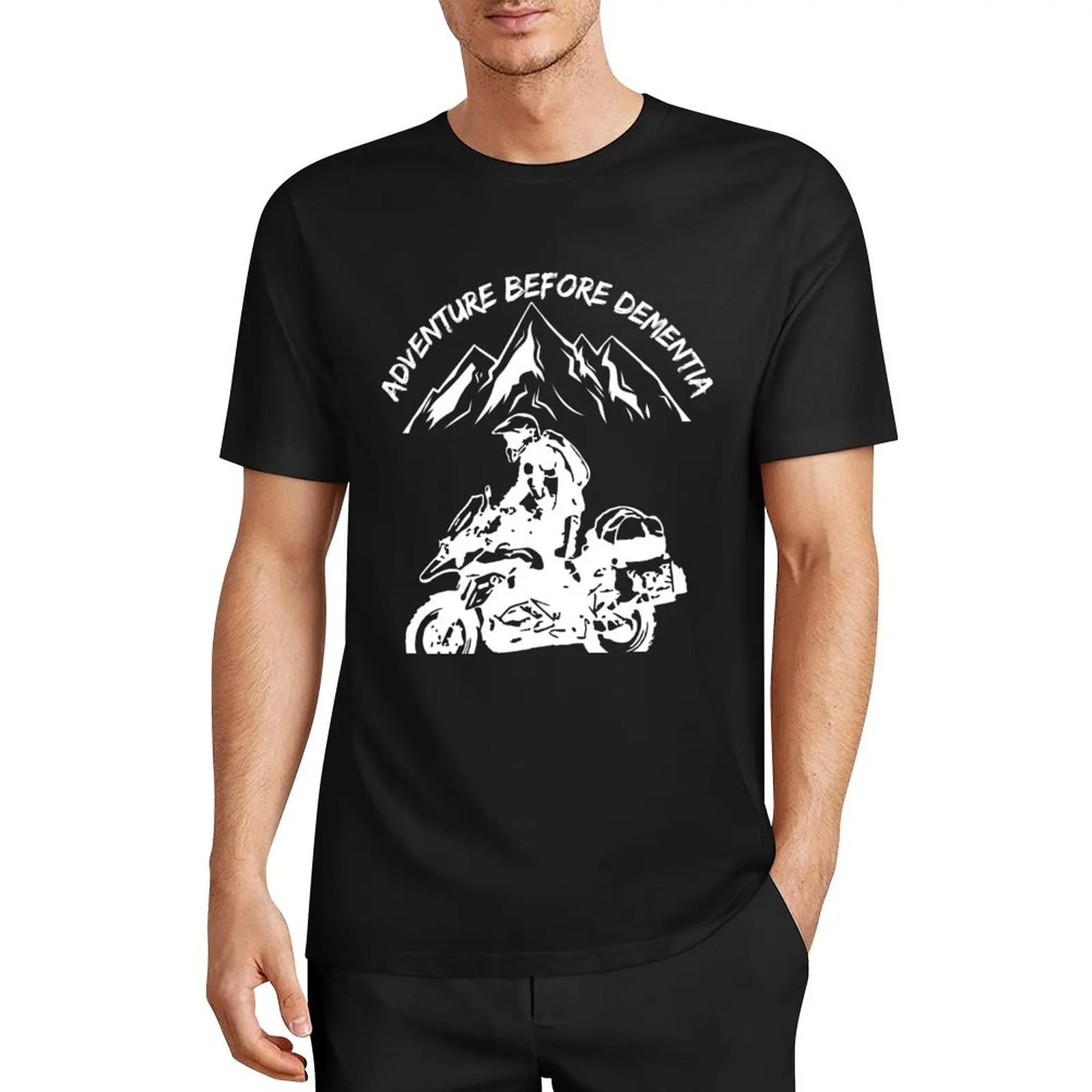 

Adventure Before Dementia Funny Mountain Adventure Motorcycle T-Shirt customizeds sweat t shirts for men