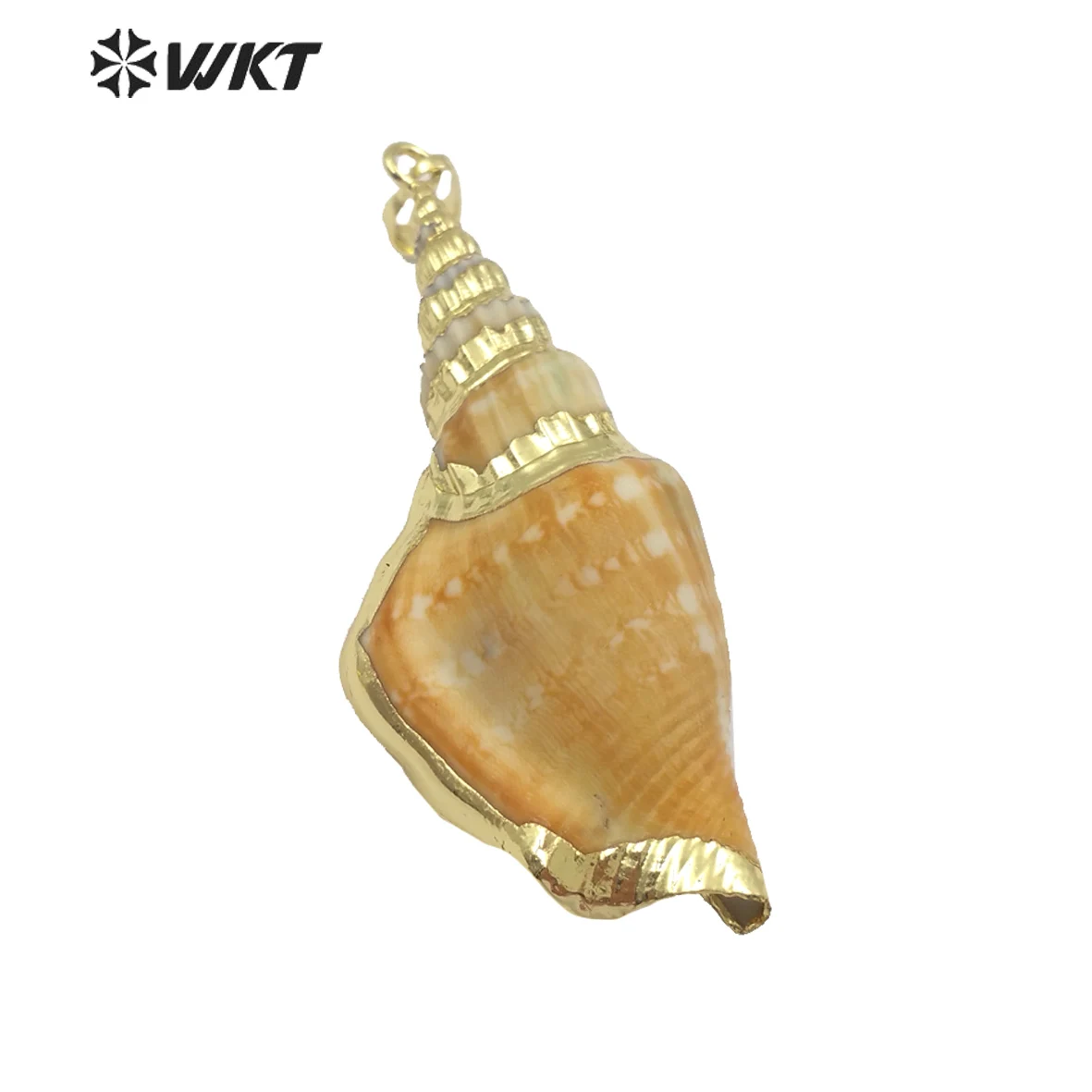 WT-JP008 Wholesale Hot Selling Custom Trumpet Shell Pendants With Gold Plated For Women Jewelry Making