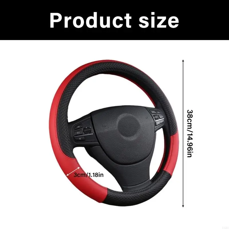 D5BE Car Steering Wheel Cover Thermal Comfort Textured Surfaces Easy Installation