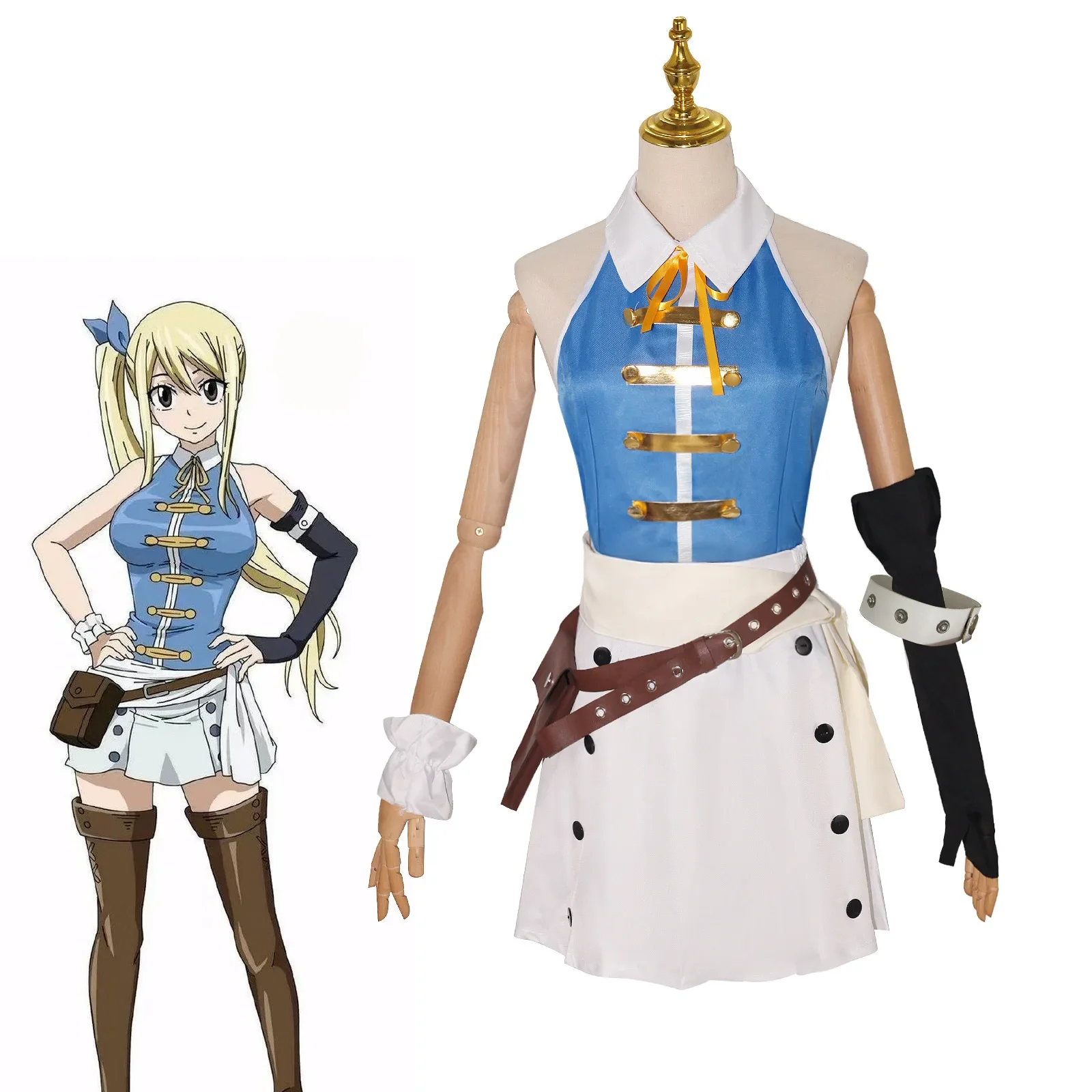 

Lucy Heartfilia Cosplay Costume Anime Fairy Tail 100 Years Quest Cos Uniform Full Set Skirt Halloween Women Carnival Party