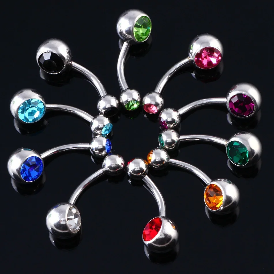 2/5/10PCS Crystal Belly Button Piercing Set Stainless Steel Zircon Belly Piercing Bulk Cz Navel Barbell Pack Piercing Ombligo