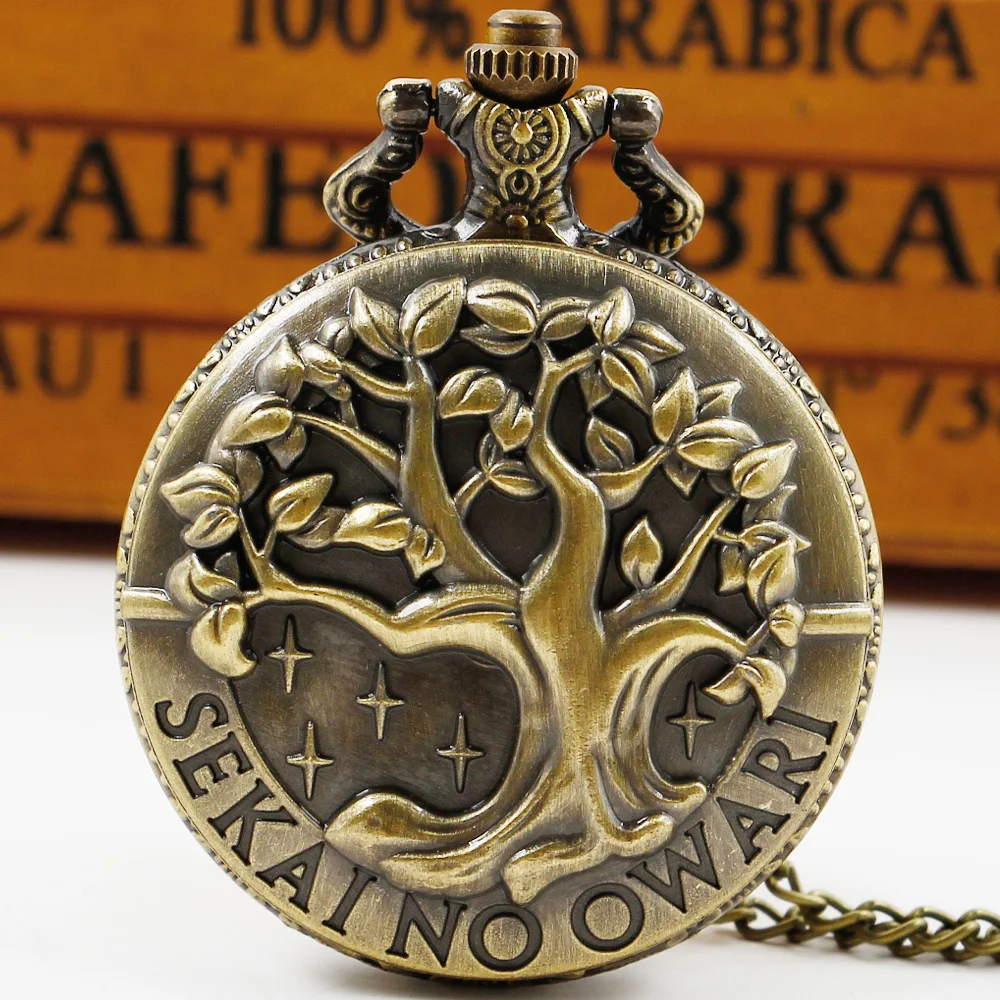 Orologio da tasca al quarzo intagliato albero della vita Vintage collana Steampunk orologio con ciondolo regali per donne o uomini digital muslimah