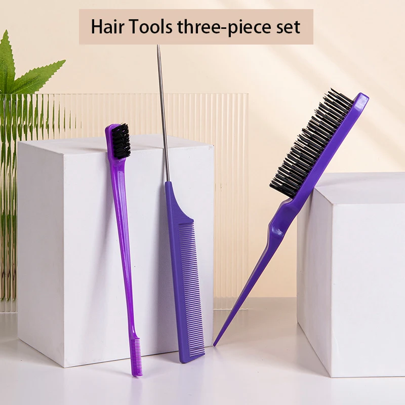 

3pcs Hair dye comb set Highlights brush section tip tail comb hair styling tool Eyebrow brush and comb