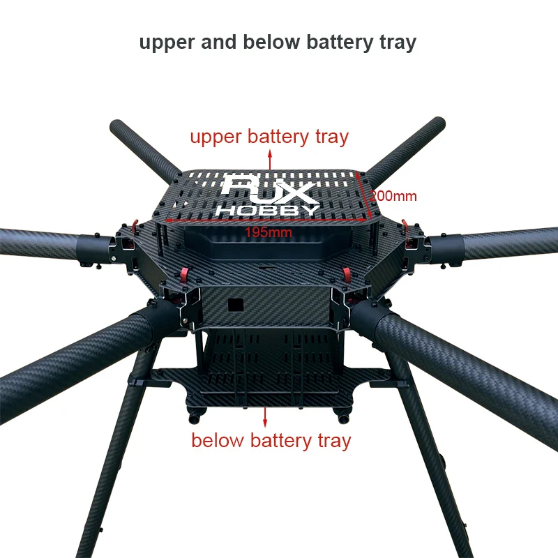 RJXHOBBY-6-Axis Carbon Fiber Quadro Guarda-chuva, Dobrável Hexacopter Drone, UAV Multirotor para 17 "18" Hélice