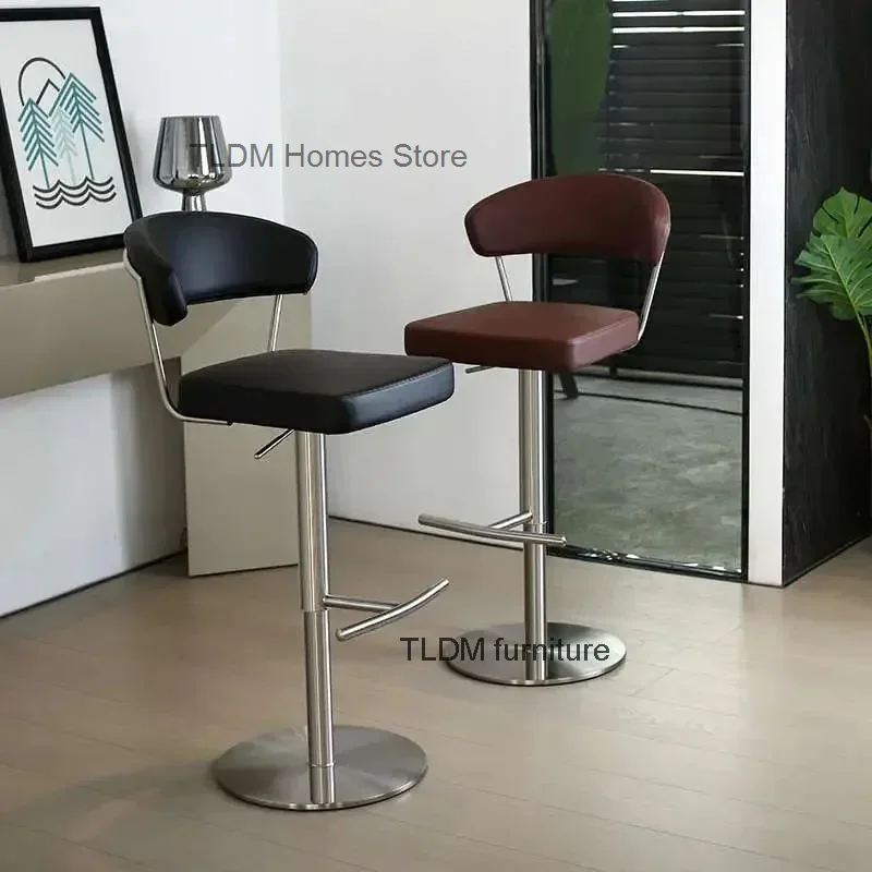 

American Stainless Steel Bar Chairs Home Lifting High Bar Stools Modern Simple Rotating Dining Chairs for Kitchen Bar Furniture