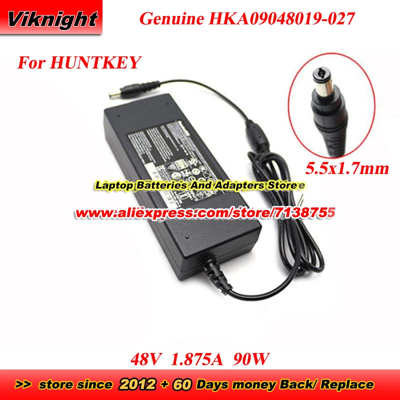 

Genuine for Huntkey HKA09048019-027 48V 1.875A 90W AC Adapter for Hikvision NVR-108H-D/8P POE NVR DS-7204HQHI-K1/P TURO HD DVR