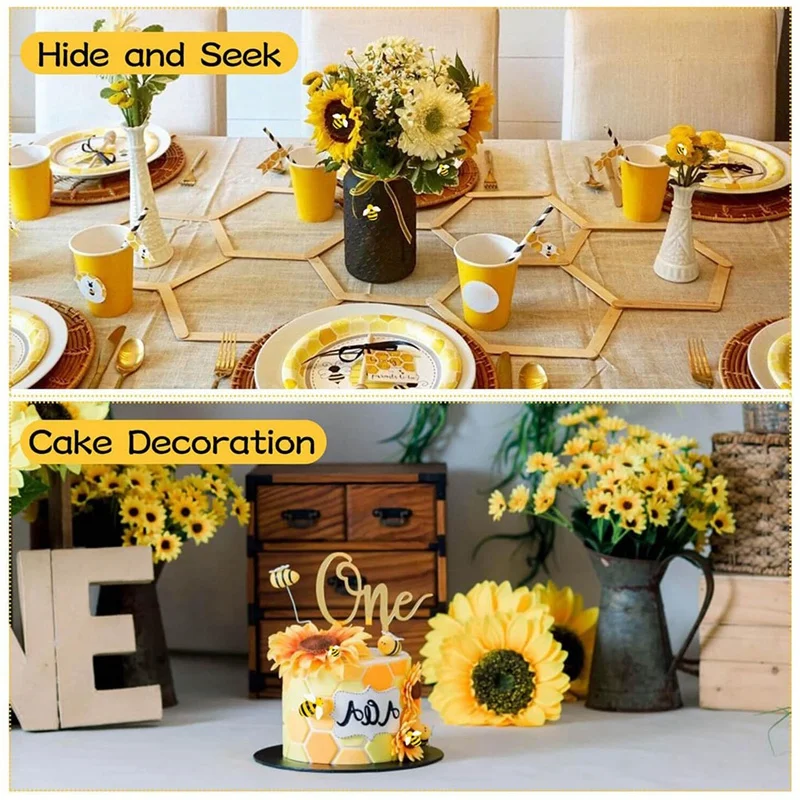 120PCS Bumble-Bee Decor, Resin Honey Bees For Crafts, Small Plastic Bees Ornaments For Decorations