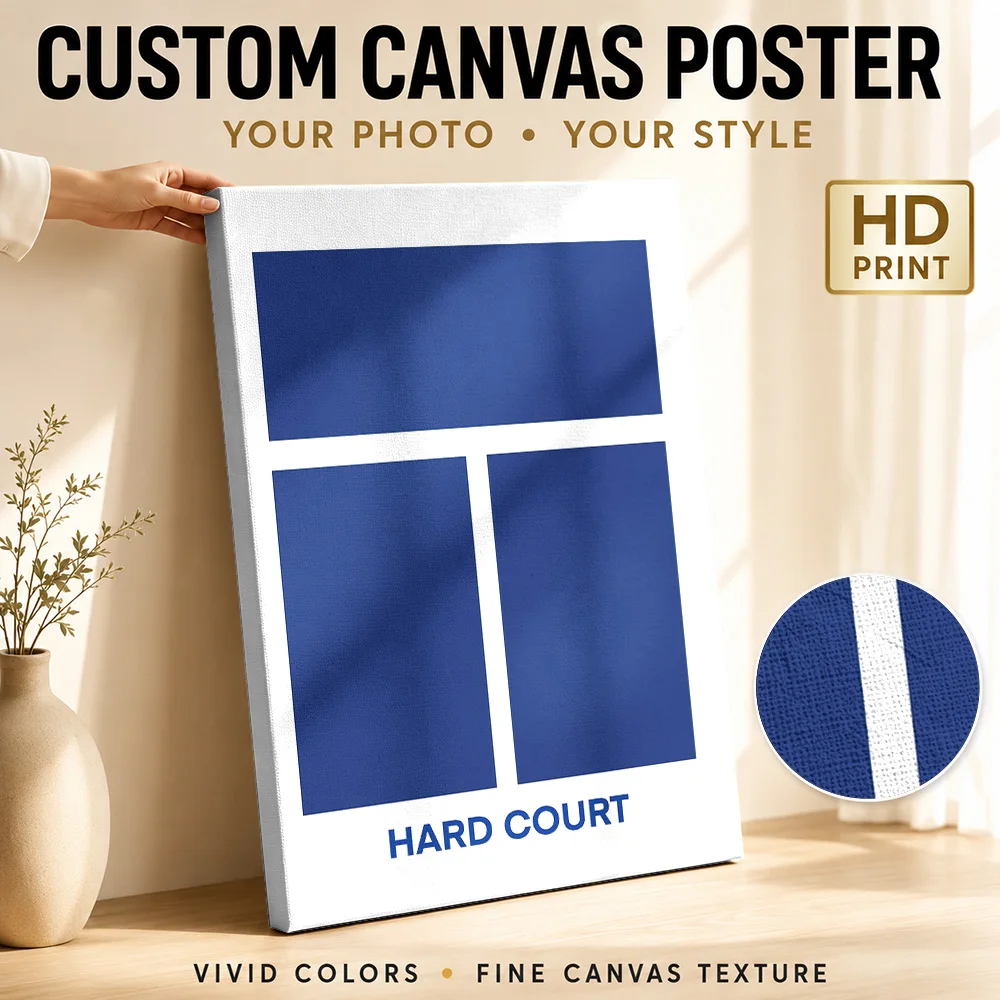 Hard Court Tennis Court Canvas Print Poster Custom Photo Sports Portrait Wall Art for Gym Decor Collectible Ready to Hang Gift