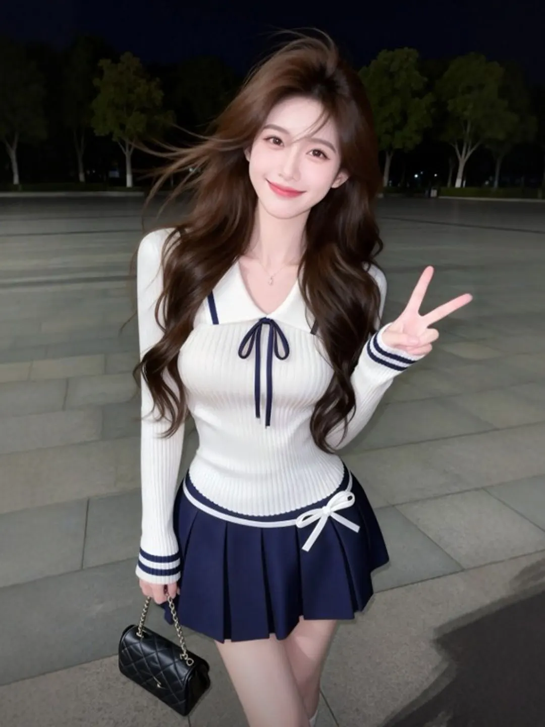 

Preppy Style Knitted Set Unique Size Age-defying Half-skirt Matching Spring Fashion Women's Ensemble College Trendy Outfit