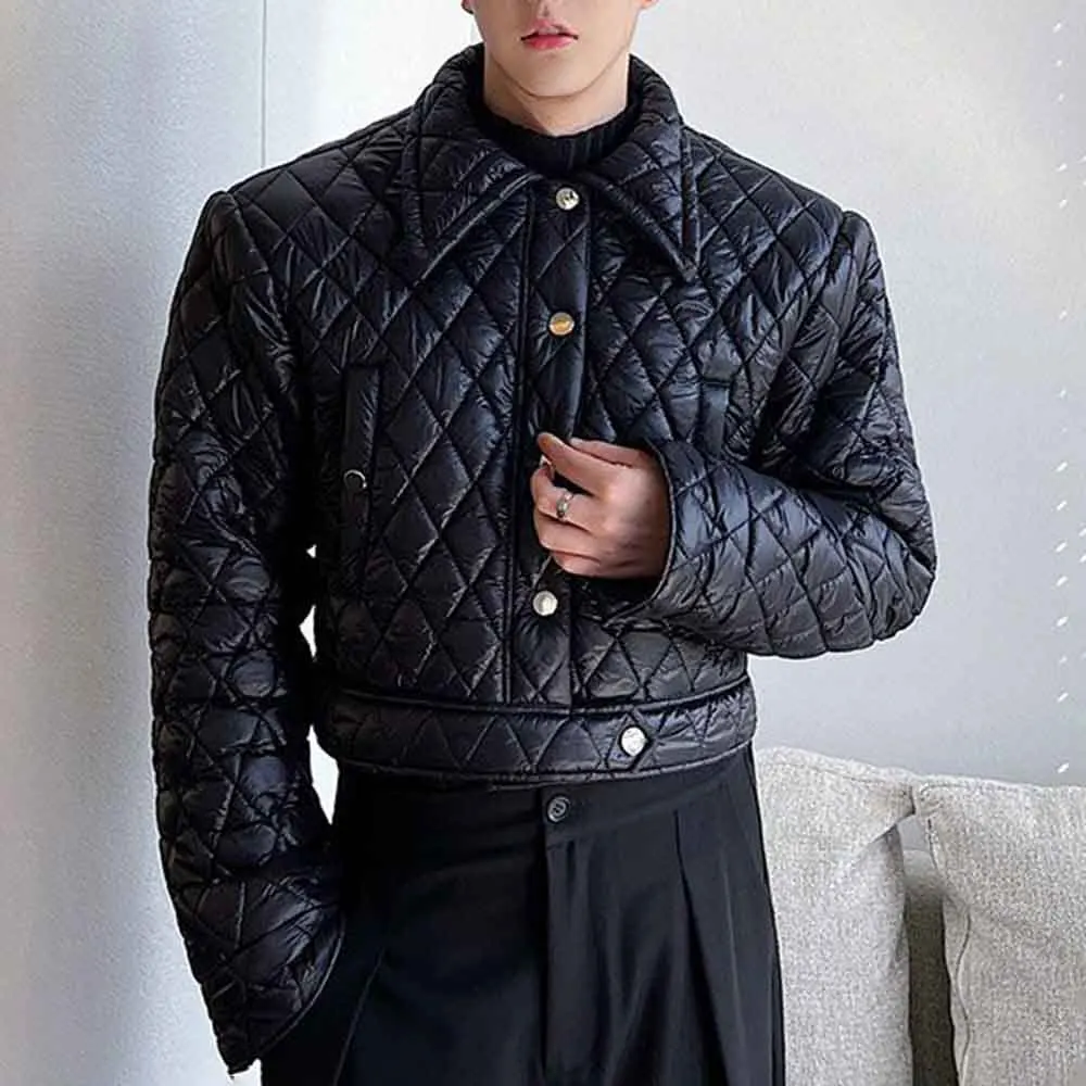 Mens Winter Imitation Silk Cotton Jacket Short Warm Diamond Pattern Jacket Fashion Versatile Soft Leisure Tops Men'S Wear 2026