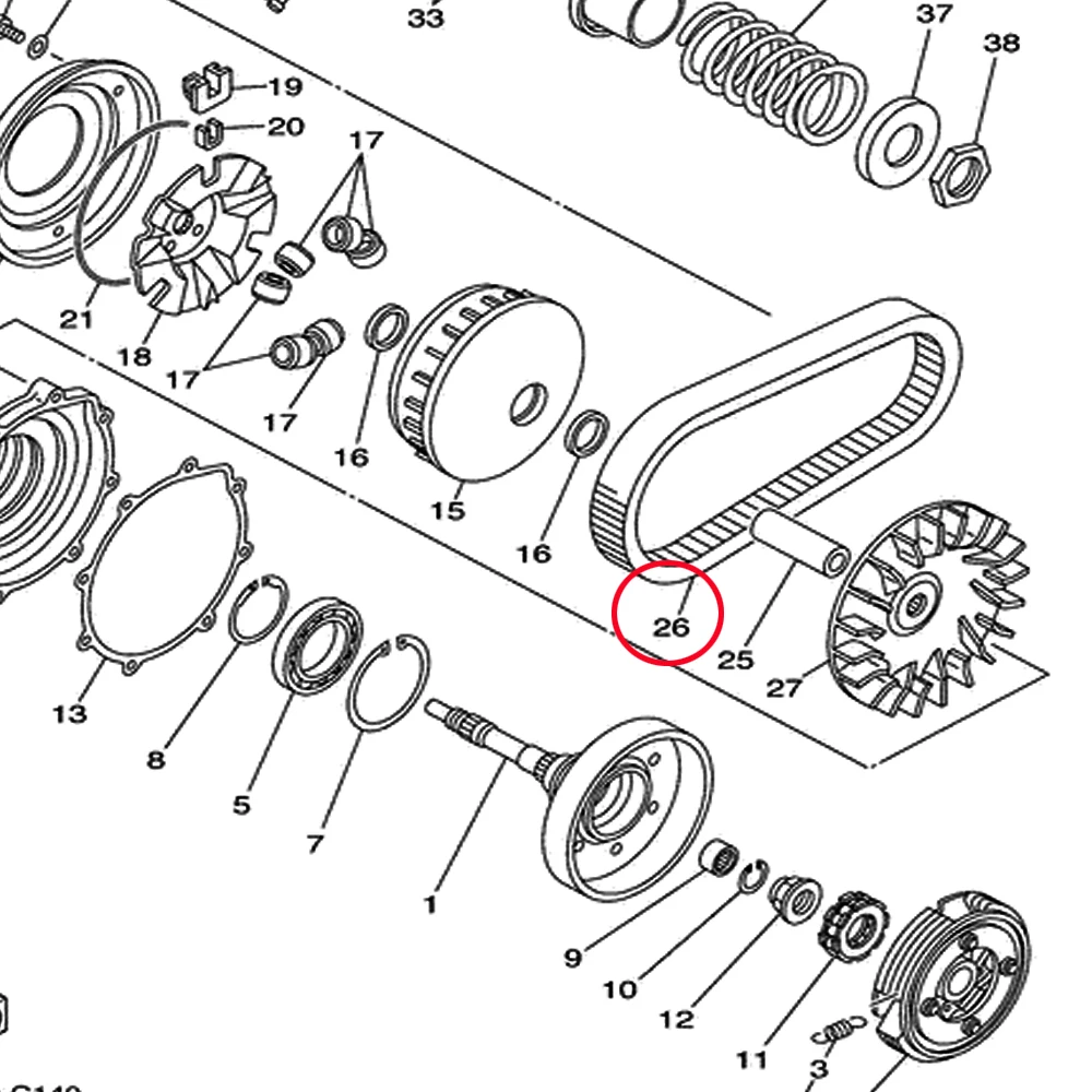 CVT Clutch V-Belt para ATV Drive Belt, Yamaha Brin 350 Grizzly 350 /IRS Kodiak 350 YFM350A FWA Wolverine 350 Ref 5UH-17641-01-00