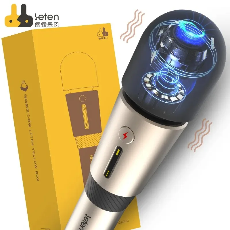 Leten Lightning AV Wand III Super Motor Intense Vibration Big Head Smart Heating Female Vibrator Ergonomic G Spot Stimulator