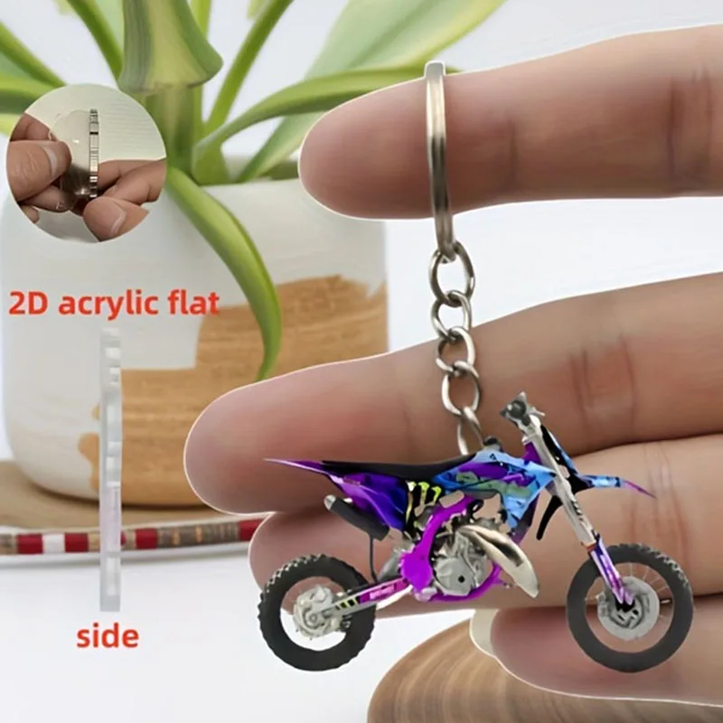 1PCS Men's Motorcycle Keychain -2D Flat Acrylic Keyring Motorcycle Design, Car Keychain, Backpack Decoration, Halloween Gifts view 6