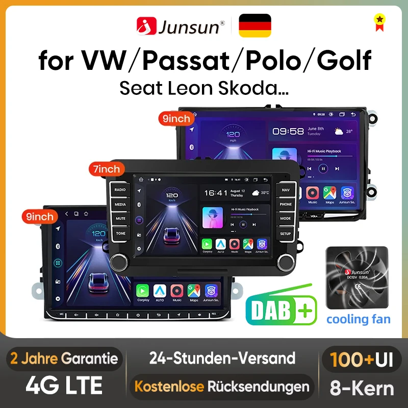 Junsun Wireless CarPlay Android Auto Car Radio For Volkswagen VW Passat B6 B7 T5 Tiguan Touran GOLF POLO GPS Navigation RDS DAB+