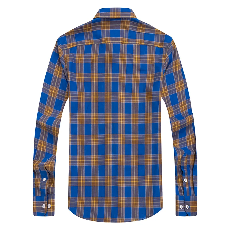 New Men\'s Shirts Long Sleeve Fashion 100% Pure Cotton Soft Comfortable Thin Plaid Young Casual Social Shirt Clothing S-8XL