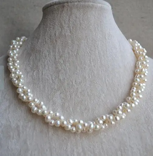 

2023 New Arrival Pearl Necklace Twisted 18 inches 4-5mm White Color Genuine Freshwater Pearl Jewelry for Wedding Birthday Party