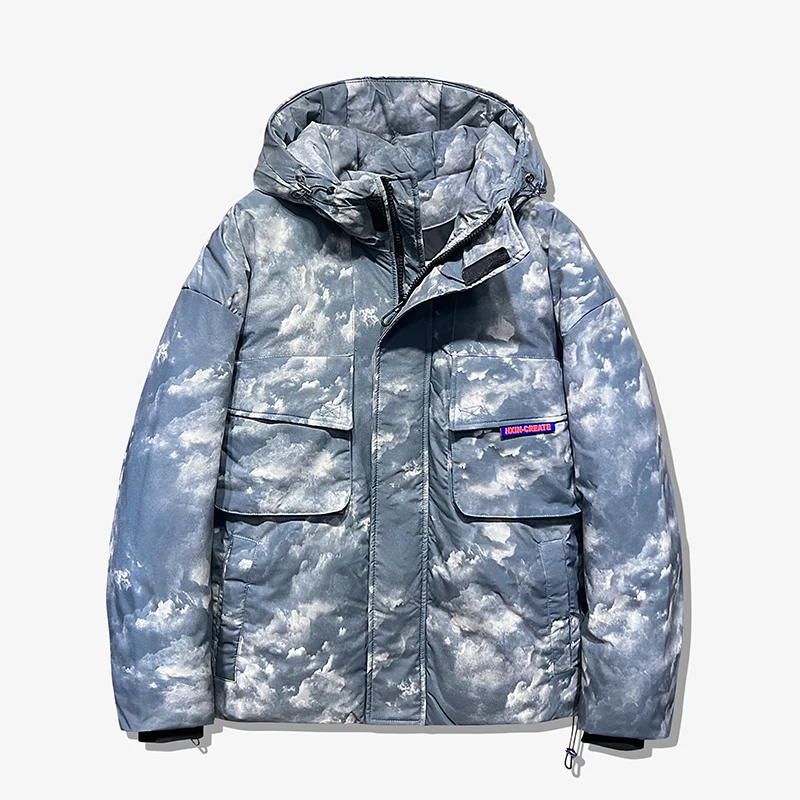 

New 2025 Men's Cotton Jacket Outdoor Sports Fashion Casual Warm Thickened Polyester Fiber Hooded Cleanfit Style Regular Length