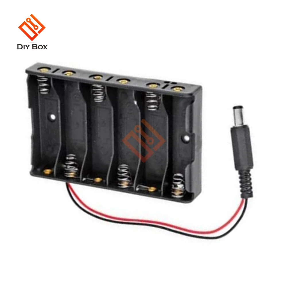 6 x AA Battery Case Shell Storage Holder With DC2.1 Power Jack For Arduino Power Bank Battery Holder Diy Kits Tools