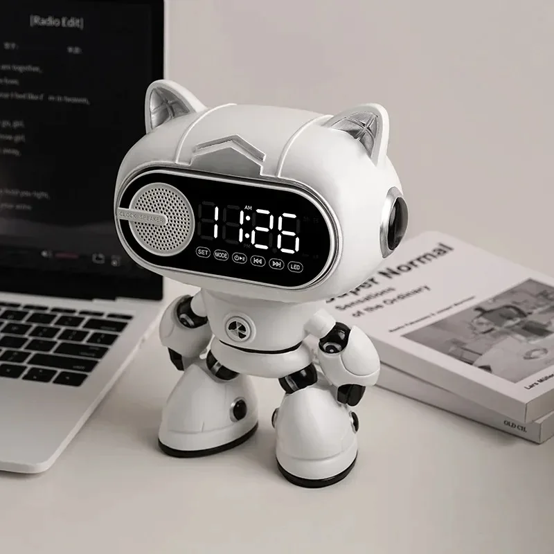 Led Nixie Table Clocks Charging Model Bluetooth Night Radio Art Alarm Clocks Cat Luxury Digital Clock Desktop Clock Decoration