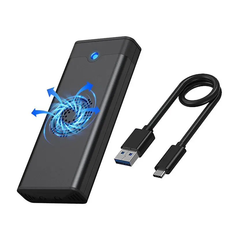 AED7-M.2 NVME NGFF Dual Protocol External SSD Enclosure Adapter With Cooling Fan 10Gbps Type-C 3.1 SSD Box For 2230-A Durable