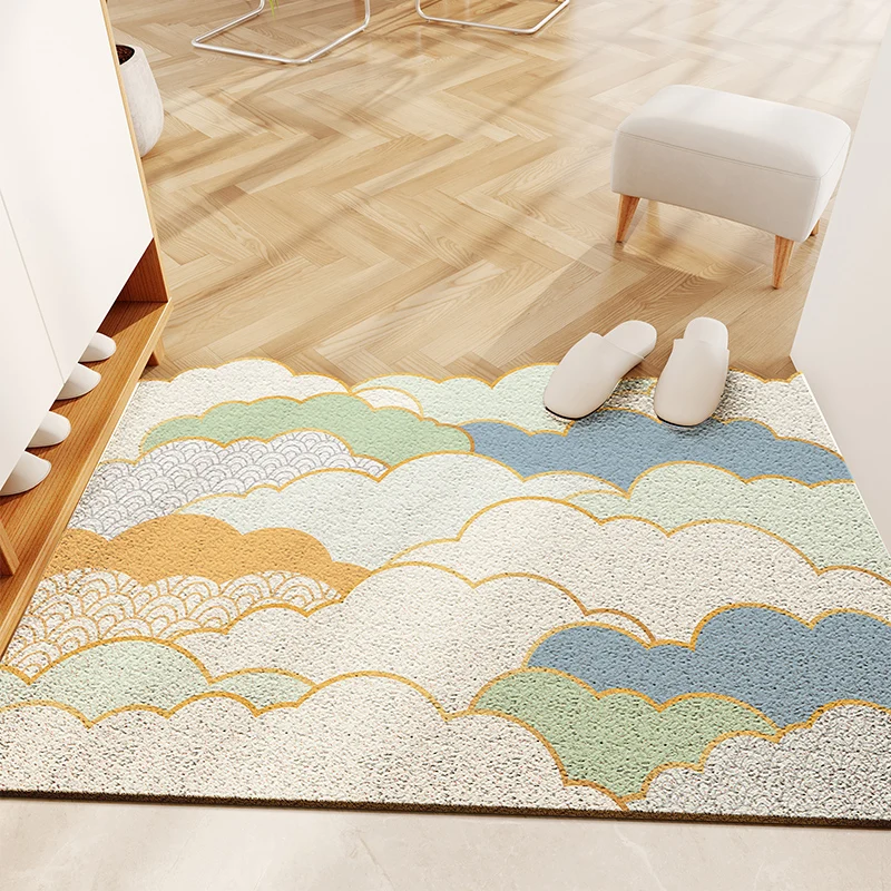 

DIY Cut Silk Loop Entry Carpet Home Entrance Bedroom Kitchen Dirt and Dust Resistant Door Mat Anti Slip PVC Foot Mat