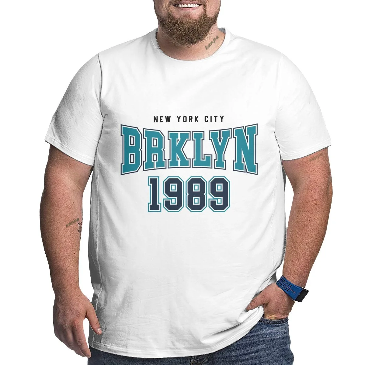 BRKLYN 1989 Graphic T-shirts for Big and Tall Man Plus Size T Shirts for Big and Tall Man Oversize Top Tees 1X-6X Clothing