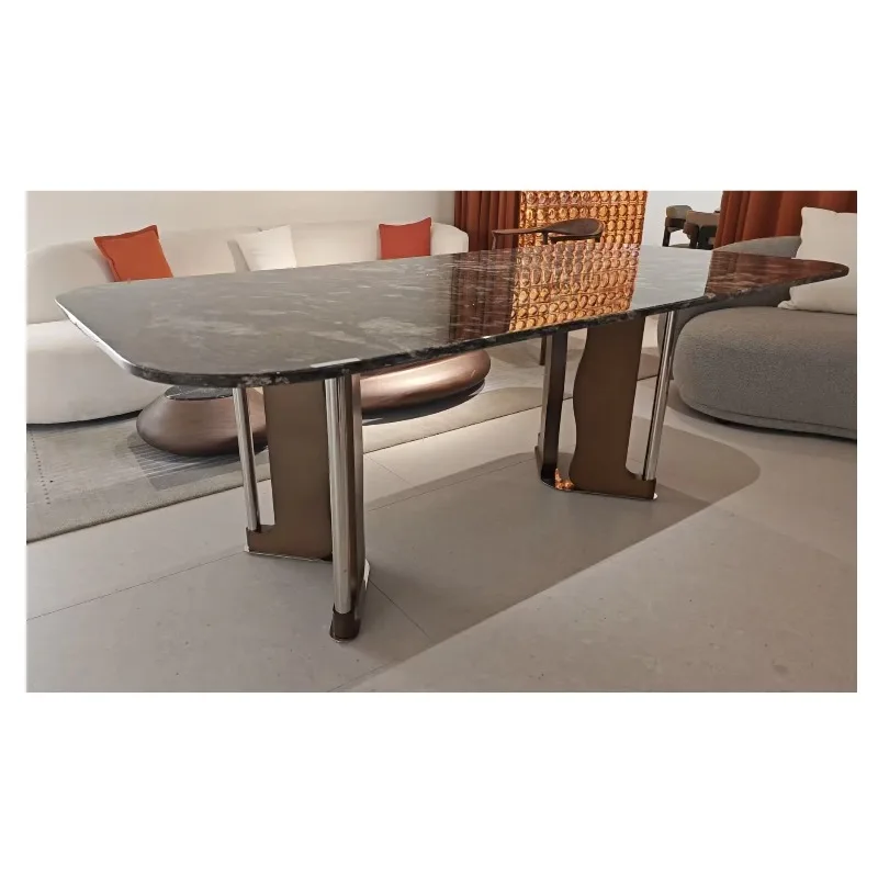 طاولة طعام رخامية فاخرة بتصميم حديث، شقة فيلا منزلية، أثاث داخلي جديد #1