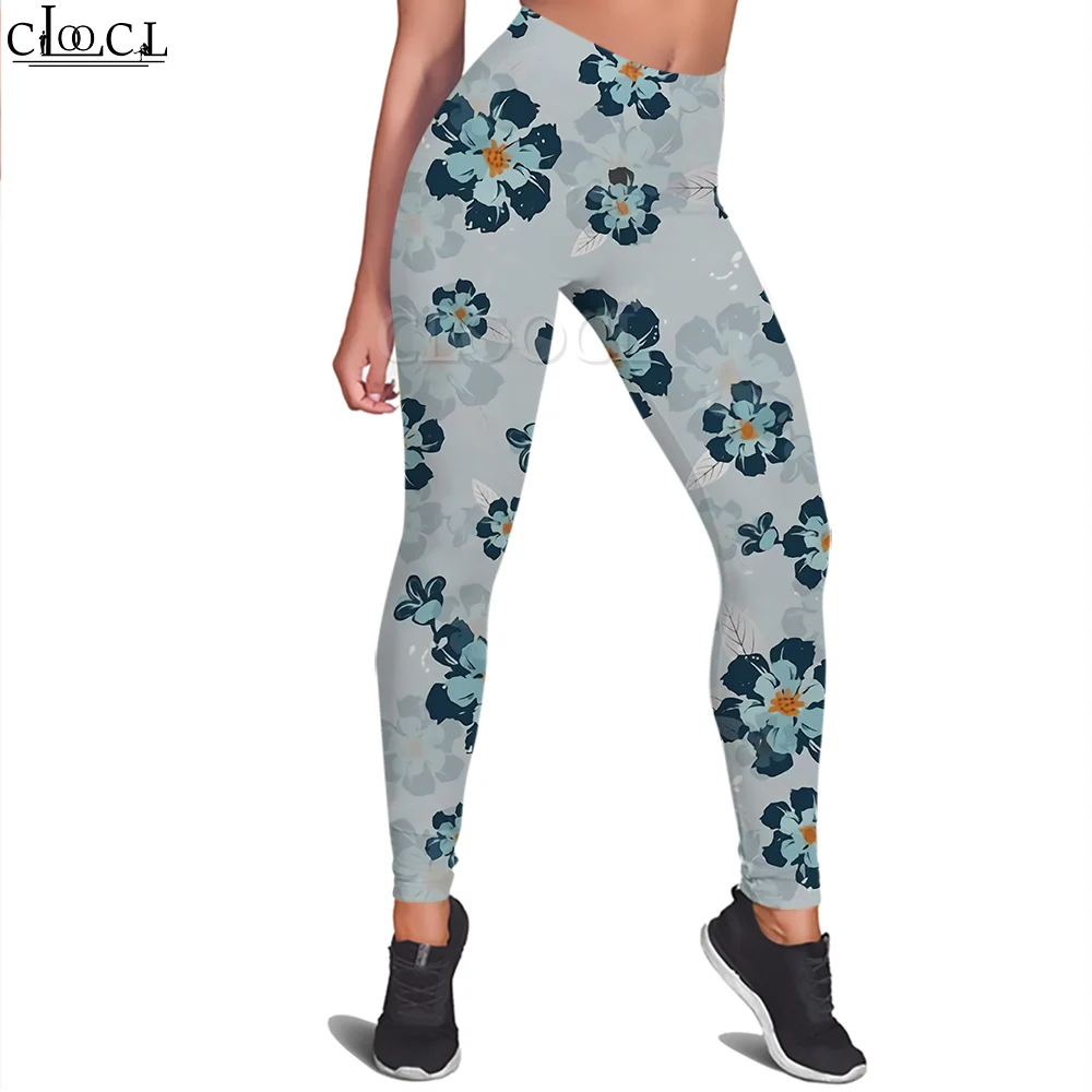 CLOOCL Moda Donna Legging Modello di fiore semplice Pantaloni stampati in 3D Leggings elasticizzati a vita alta Pantaloni da yoga fitness da jogging