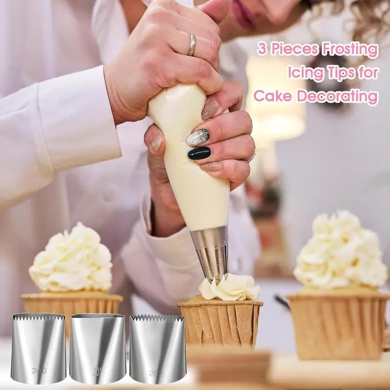 1/3Pcs Oversized DIY Cake Making Cream Cupcake Stainless Steel Tools Mouth Flower Lcing Piping Nozzles Kitchen Pastry Decorating