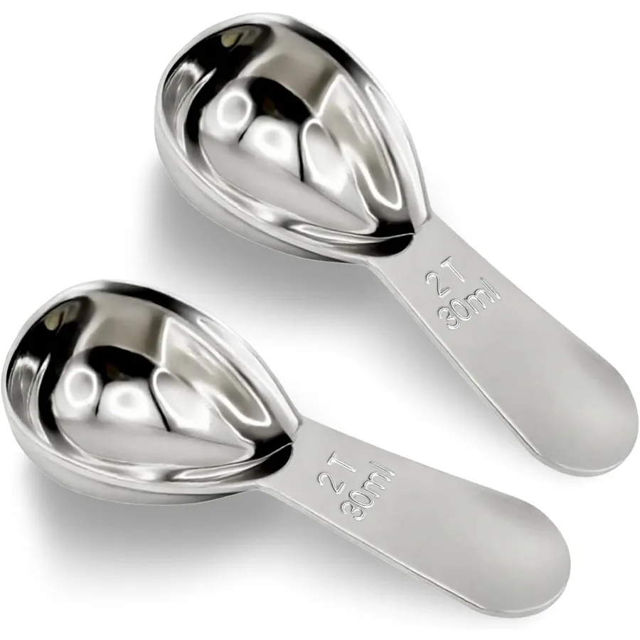 

2Pcs 30ml Coffee Scoop 2 Tablespoon 304 Stainless Steel Measuring Coffee Scoop Short Handled Measure Scooper for Ground Coffee