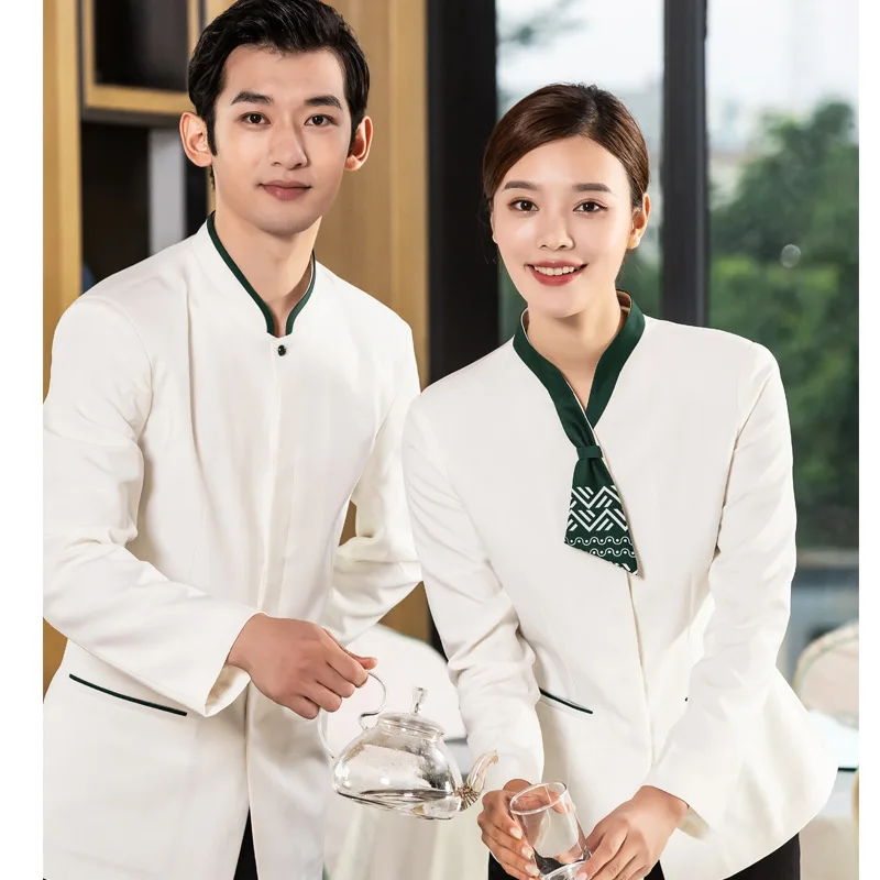 

Food Floating Collar Chinese Style Waiter Workwear Long-Sleeved Catering Hot Pot Restaurant Tooling Autumn and Winter Me