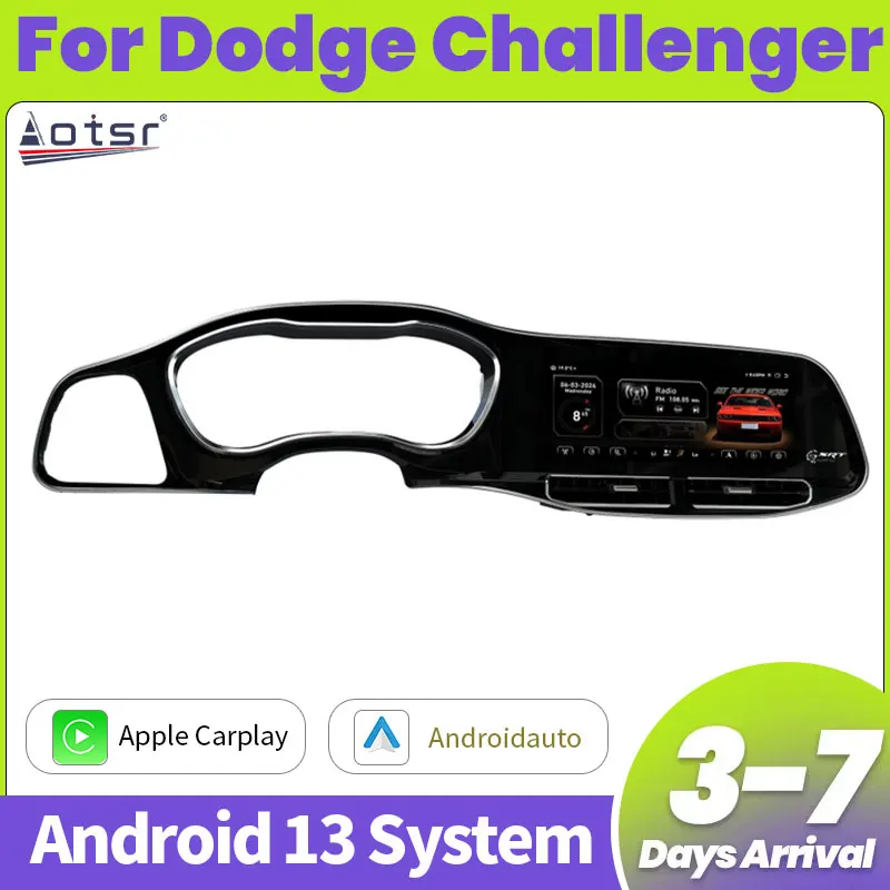 

Aotsr Android 13 8 + 256G для Dodge Challenger 2011-2024, автомобильный радиоприемник, GPS-навигация, головное устройство, мультимедийный плеер, аудио стерео