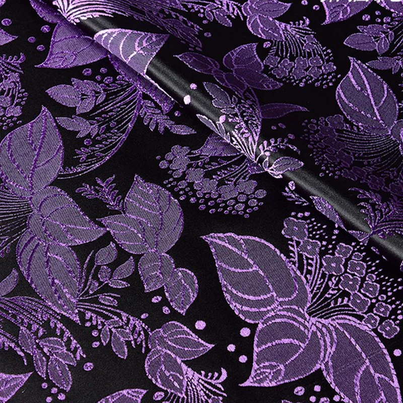 Good  Purple Brocade Fabric Floral Embroidery Jacquard Fabric Sewing Material Diy Women Cheongsam Clothing Wide 115cm