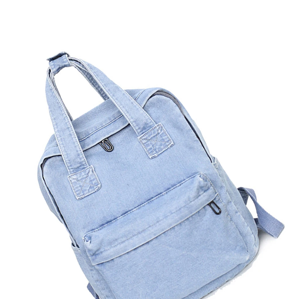 Women Denim School Bag Teenager Backpack Ladies High Capacity Students Travel Shoulder Bag