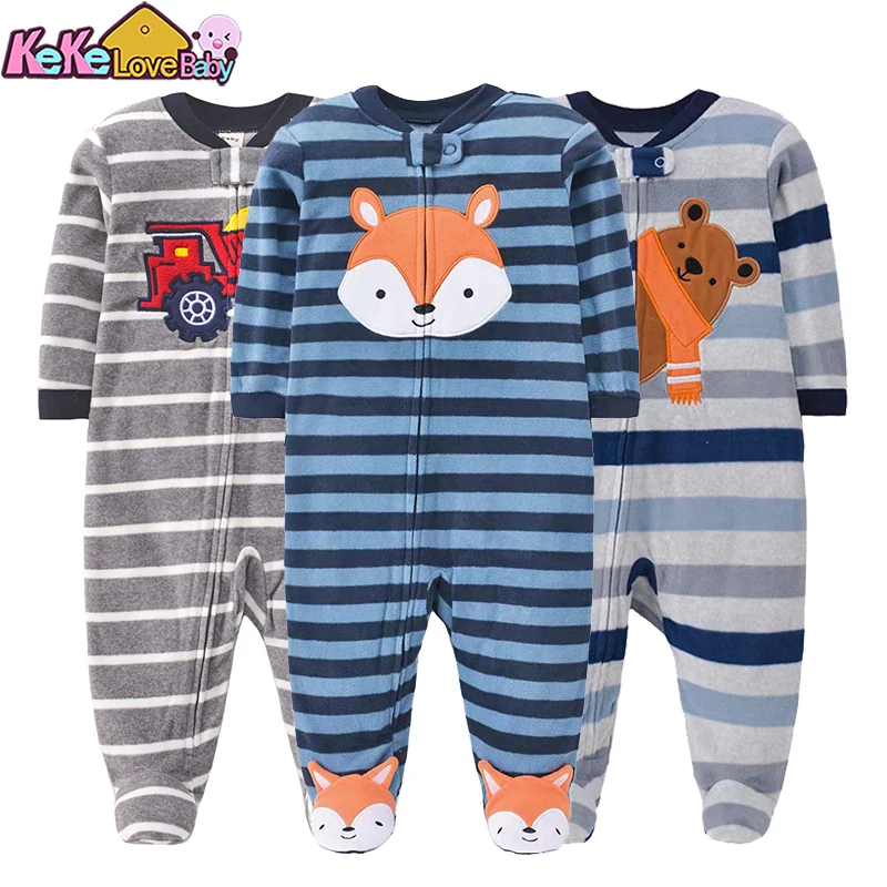 Autumn Baby Boy Rompers Clothes Zipper Fleece Warm Pajamas Newborn Outfit Dinosaur Jumpsuit Infants Boy Clothing 0 -12 Months