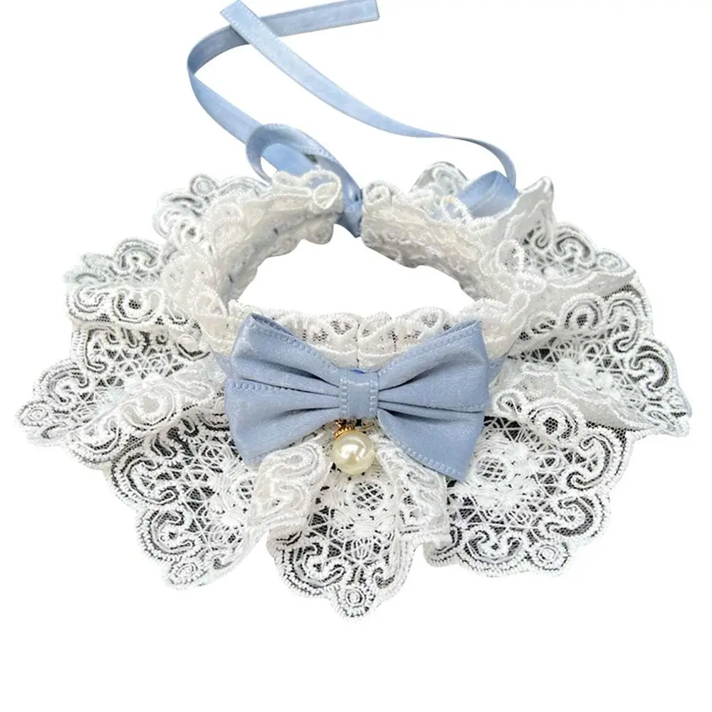 Collier réglable en dentelle pour chat, serviette de salive pour chien, nœud papillon, ficelle pour chiot, bavoir en perles, foulard pour chien