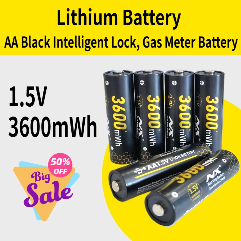 

AA Environmentally Friendly Rechargeable Direct Charging Lithium Battery, Black Intelligent Lock, Gas Meter, Alarm Clock Battery