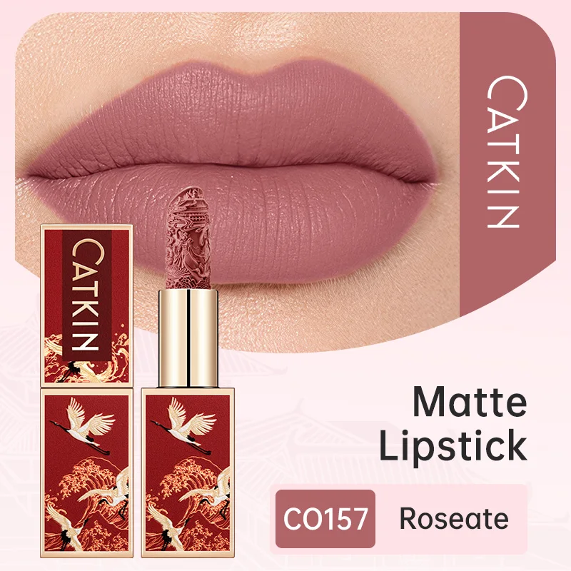 CATKIN Christmas Limited New Year's Lipstick for Lips CATKIN Moisturizing with Golden Glosses, Tone CP170 Crimson Pink, 3.6 G view 2