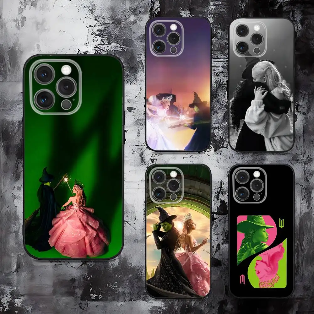 

Film W-Wicked Glinda Elphaba Phone Case For iPhone 16,15,14,13,12,11,Pro,Max,Plus,X,XS,SE,E,Mini,Soft Silicone Black Case